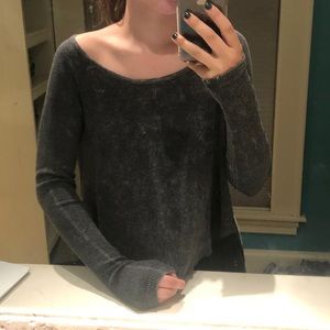 gray wide neck top